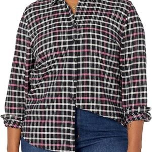 Good Threads Plaid Button-Up Shirt - Black and Pink